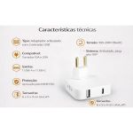 Adaptador De Tomada Dobrável 2p 10A com USB e USB-C