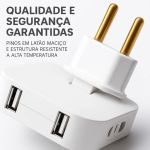 Adaptador De Tomada dobrável 2p 10A com USB