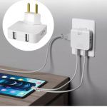 Adaptador De Tomada dobrável 2p 10A com USB