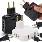 Adaptador De Tomada dobrável 2p 10A com USB