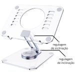 Suporte para Tablet e iPad em Acrillico com Base Giratória 360º Dobrável