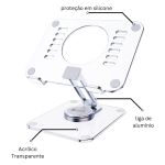 Suporte para Tablet e iPad em Acrillico com Base Giratória 360º Dobrável