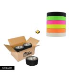 Kit Fita Crepe Neon 6 Cores + 5 Fitas Crepe Preta 48mm x 50m