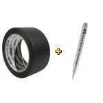 Fita Crepe Preta 48mm x 40m Adelbras + Caneta Permanente Prata