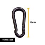 Kit com 10 Mosquetões de Ferro Casa do Roadie Preto 4cm