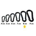 Kit Mosquetão de Ferro Casa do Roadie Preto 8cm - 5 Unidades