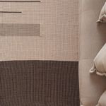 Tapete Artesanal Trama e Bico Grande para Sala Quadros Marrom 150x300