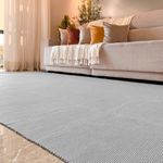 Tapete Artesanal Trama Basic Grande para Sala Liso Cinza 150x250
