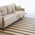 Tapete Artesanal Trama Basic Grande para Sala Faixas Mostarda e Marrom 200x300