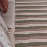 Tapete Artesanal Trama Basic Grande para Sala Faixas Verde 150x300