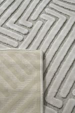 Tapete de Sala Egipcio Alto e Baixo Relevo Optical Off White 200x300