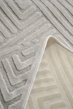 Tapete de Sala Egipcio Alto e Baixo Relevo Optical Off White 200x300