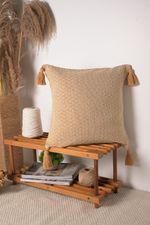 Capa de Almofada Mesclada Caramelo com Pompom