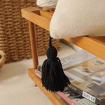 Capa de Almofada Algodão Pompom - Cru e Preto