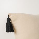 Capa de Almofada Algodão Pompom - Cru e Preto