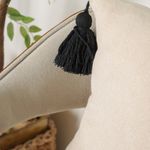 Capa de Almofada Algodão Pompom - Cru e Preto