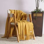 Manta De Sofá Artesanal 1,20m x 1,90m Reliquia Amarelo Ocre