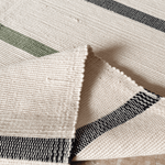 Tapete Artesanal Trama Basic de Sala Lines Verde e Preto 150x300