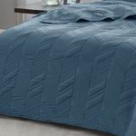 Kit Colcha King Golden Toque de Pessego Costurada Lotus - Azul