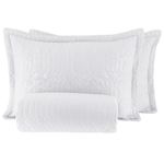 Kit Cobre leito Colcha Queen 3 Peças Daily Lisa Microfibra Costurada - Branco