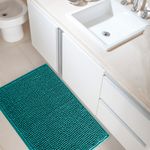 Tapete Banheiro Bolinha em Microfibra Antiderrapante 70x50cm - Azul Tifanny
