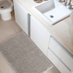 Tapete Banheiro Bolinha em Microfibra Antiderrapante 70x50cm - Bege