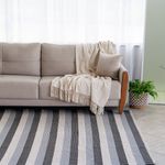 Tapete Artesanal Trama Basic Grande para Sala Faixas Cinza 150x200