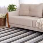 Tapete Artesanal Trama Basic Grande para Sala Faixas Cinza 150x200