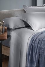 Jogo de Cama Casal Cetim 300 Fios 100% Algodão Cinza Medio