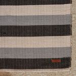 Tapete Passadeira Artesanal de Algodão Trama Basic Faixas Cinza 80x150