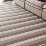 Tapete Artesanal Trama Basic Grande para Sala Faixas Verde 150x200