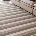 Tapete Artesanal Trama Basic Grande para Sala Faixas Verde 200x300