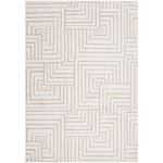 Tapete Sala Perfil Leve Caspian Quadros Off White e Bege 140x200