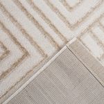 Tapete Sala Perfil Leve Caspian Quadros Off White e Bege 140x200