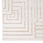 Tapete Sala Perfil Leve Caspian Quadros Off White e Bege 140x200