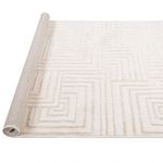 Tapete Sala Perfil Leve Caspian Quadros Off White e Bege 140x200