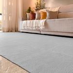 Tapete Artesanal Trama Basic Grande para Sala Liso Cinza 200x200
