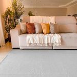 Tapete Artesanal Trama Basic Grande para Sala Liso Cinza 200x300