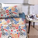 Jogo de Lençol Cama Solteiro Infantil 3 Peças Percal 180 Fios Soccer