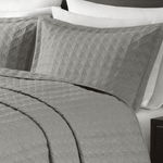 Kit Colcha Super King Efeito Linho Matelassê Costurado Alta Gramatura - Cinza