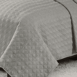 Kit Colcha Super King Efeito Linho Matelassê Costurado Alta Gramatura - Cinza