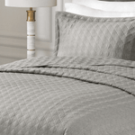 Kit Colcha Super King Efeito Linho Matelassê Costurado Alta Gramatura - Cinza