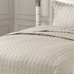 Kit Colcha Super King Efeito Linho Matelassê Costurado Alta Gramatura - Natural