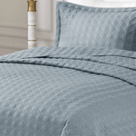 Kit Colcha King Efeito Linho Matelassê Costurado Alta Gramatura - Azul