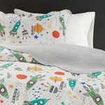 Kit Cobre Leito Colcha Infantil 2 Peças Solteiro Estampada Space