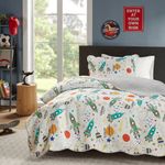 Kit Cobre Leito Colcha Infantil 2 Peças Solteiro Estampada Space