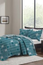 Kit Cobre Leito Colcha Casal 3 Peças Boutis Estampada Dupla Face - Oslo