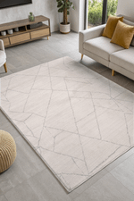 Tapete para Sala Grande Fantasy Estonado Riscado Off White 02 200x240