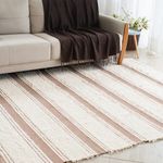 Tapete de Sala Artesanal Peludo Dupla Face Chic Cru com Marrom 150x200