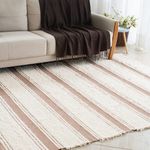 Tapete de Sala Artesanal Peludo Dupla Face Chic Cru com Marrom 150x250